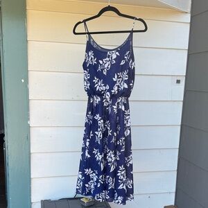 Vintage Floral Navy and White Dress